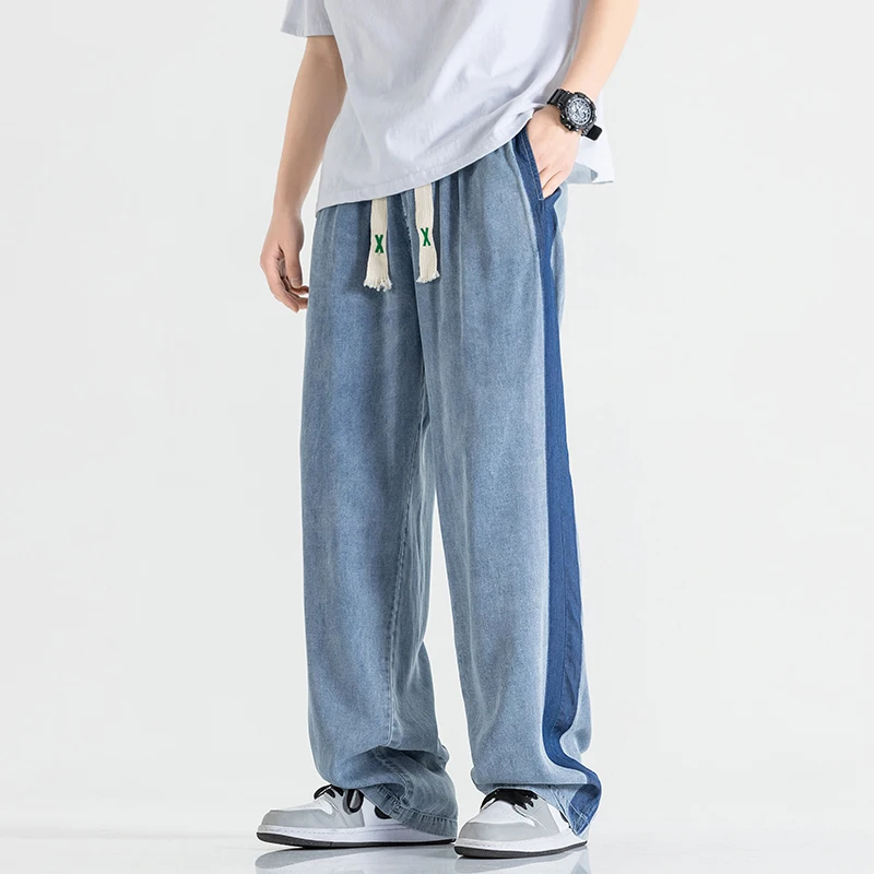 Streetwear Spring Summer Thin Style Denim Casual Men's Pants Solid Color Striped Straight Man Trousers Fashion Men's Clothing
Streetwear Spring Summer Thin Style Denim Casual Men's Pants Solid Color Striped Straight Man Trousers Fashion Men's Clothing