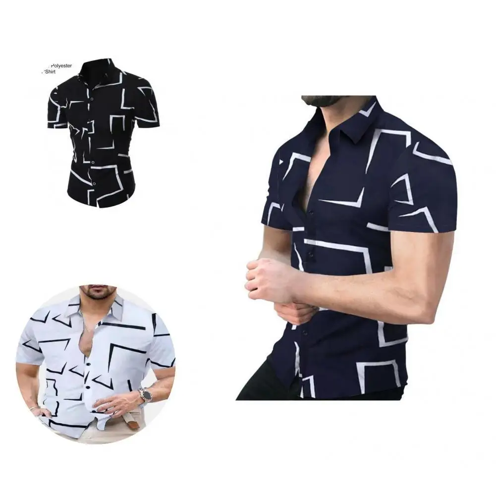 Summer Shirt Geometric Print Simple Eye-catching Casual Summer Shirt Men Top for Daily Wear 
Summer Shirt Geometric Print Simple Eye-catching Casual Summer Shirt Men Top for Daily Wear