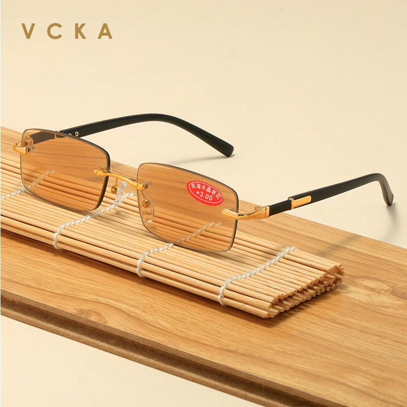 VCKA Rimless Square Reading Glasses Men's Women Middle-aged Elderly High-definition Half-frame Brown Crystal Eyewear +1.0~+4.0
VCKA Rimless Square Reading Glasses Men's Women Middle-aged Elderly High-definition Half-frame Brown Crystal Eyewear +1.0~+4.0