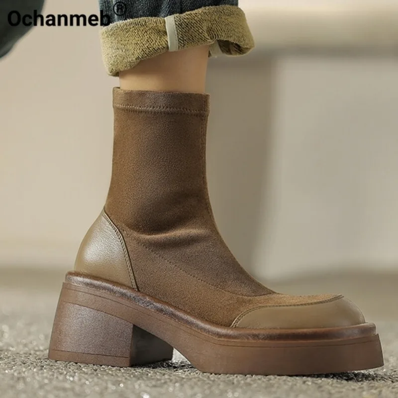 Ochanmeb Women Genuine Leather Ankle Boots Chunky Medium Heels Faux Suede Boots Gothic Slip-on Platform Lady Shoes Autumn Winter
Ochanmeb Women Genuine Leather Ankle Boots Chunky Medium Heels Faux Suede Boots Gothic Slip-on Platform Lady Shoes Autumn Winter