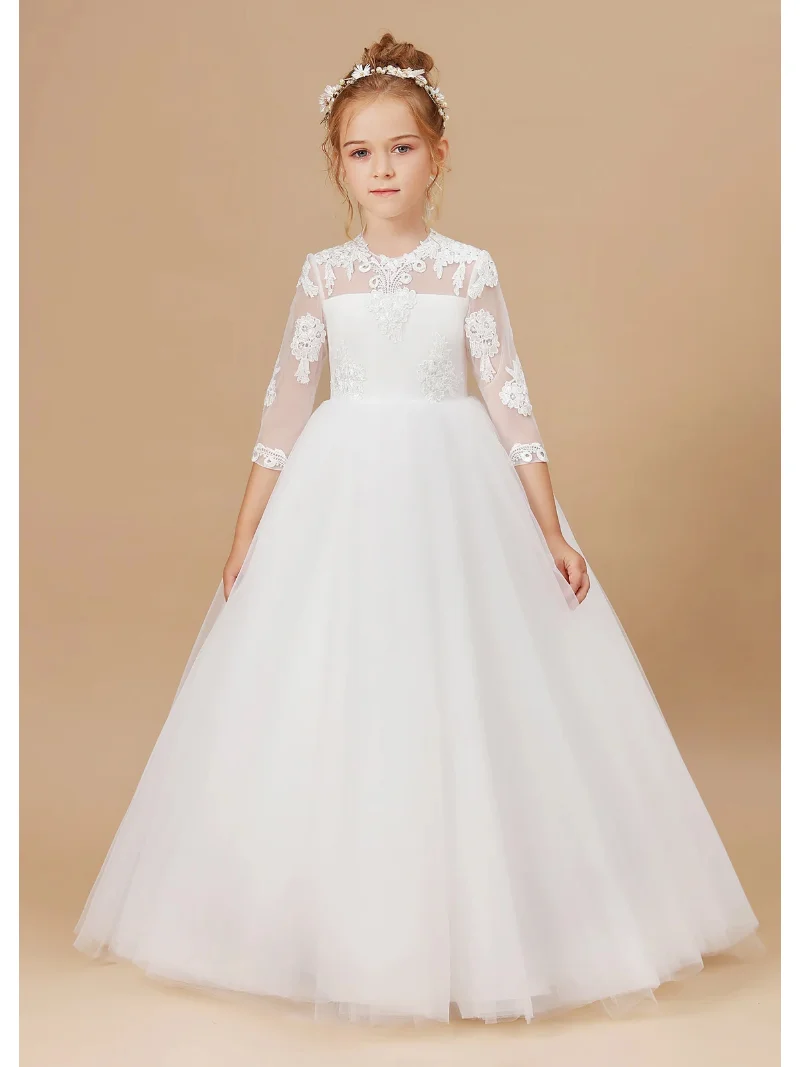 Flower Girl Dresses Three Quarter Lace A-LINE Wedding Girl Princess Dress Ball Gown for Party Formal Birthday Occasions Prom
Flower Girl Dresses Three Quarter Lace A-LINE Wedding Girl Princess Dress Ball Gown for Party Formal Birthday Occasions Prom