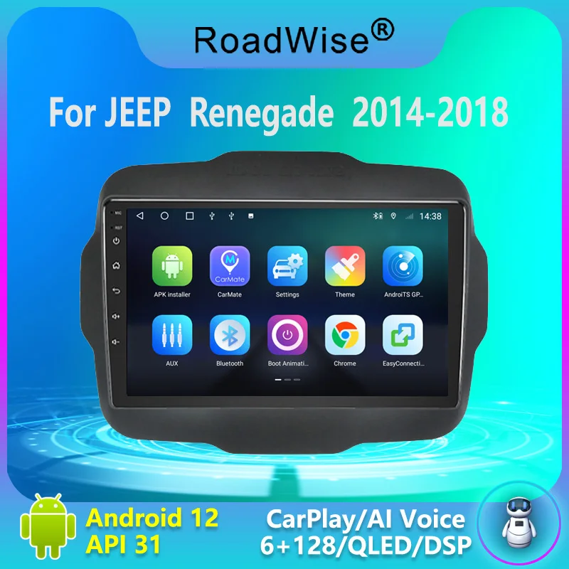 

Roadwsie 8+256 Android 12 Car Radio For Jeep Renegade 2014 2015 2016 2017 2018 Multimedia Carplay 4G Wifi GPS DVD 2Din Autoradio