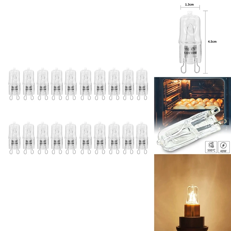 G9 Oven Light High Temperature Resistant Durable Halogen Bulb Lamp For Refrigerators Ovens Fans 40W 500℃ Pin Bulb
G9 Oven Light High Temperature Resistant Durable Halogen Bulb Lamp For Refrigerators Ovens Fans 40W 500℃ Pin Bulb