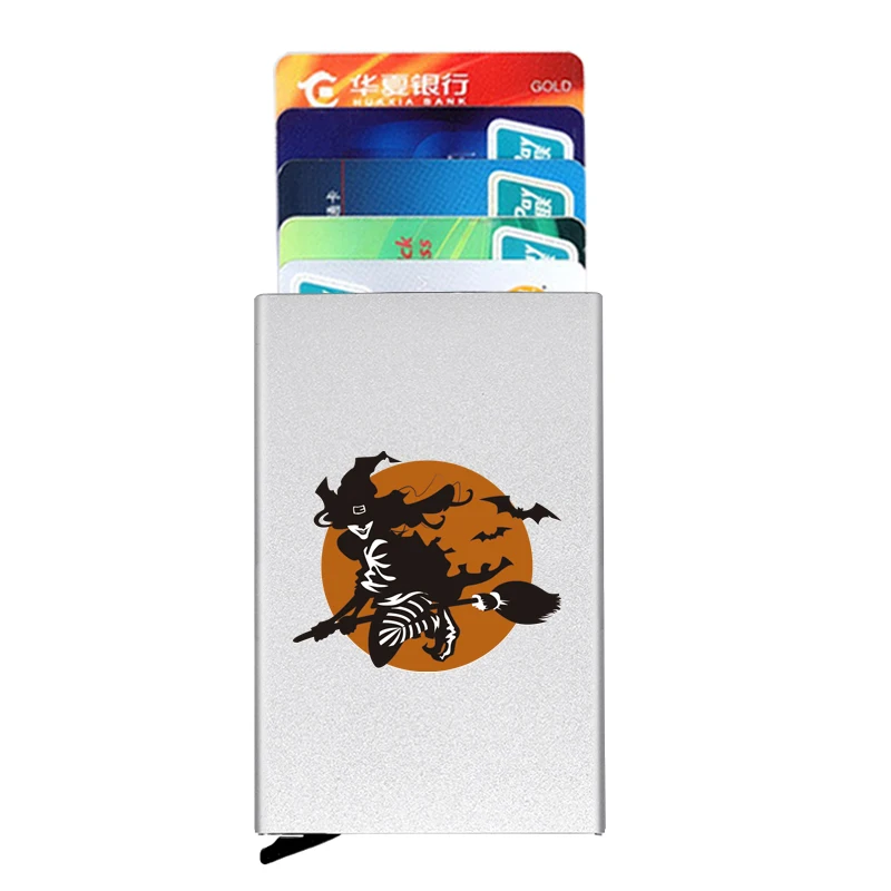Anti-theft ID Credit Card Holder Thin Aluminium Metal Wallets Fashion Witch Broom Printing Pocket Case Bank Card Box
Anti-theft ID Credit Card Holder Thin Aluminium Metal Wallets Fashion Witch Broom Printing Pocket Case Bank Card Box