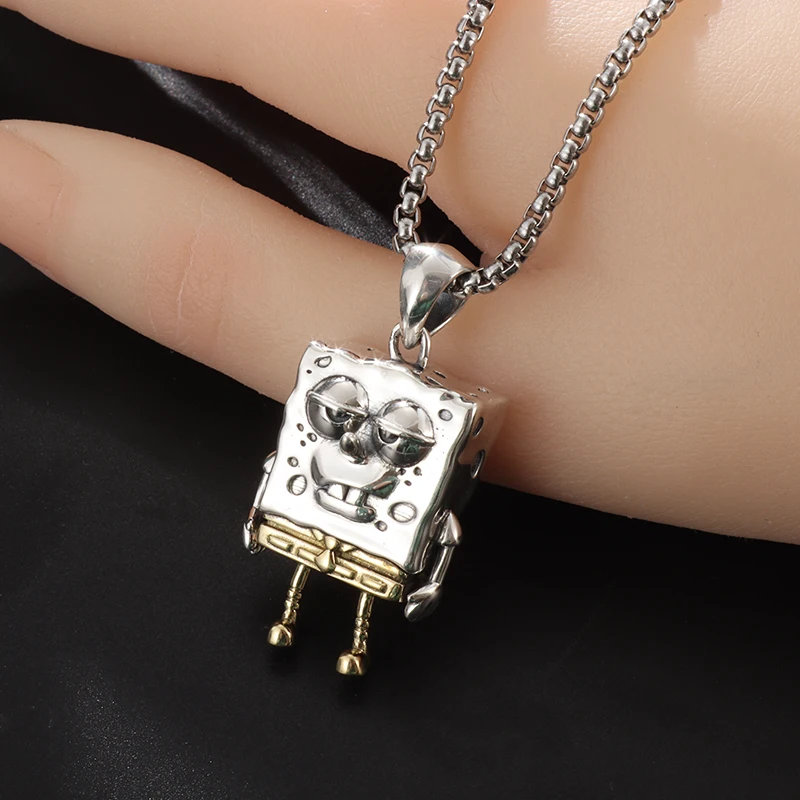 Fashion Cute Animated Square Skull Pendant Necklace Men Ladies Hip Hop Punk Silver Color Spongeblade Pendant Gift Wholesale
Fashion Cute Animated Square Skull Pendant Necklace Men Ladies Hip Hop Punk Silver Color Spongeblade Pendant Gift Wholesale