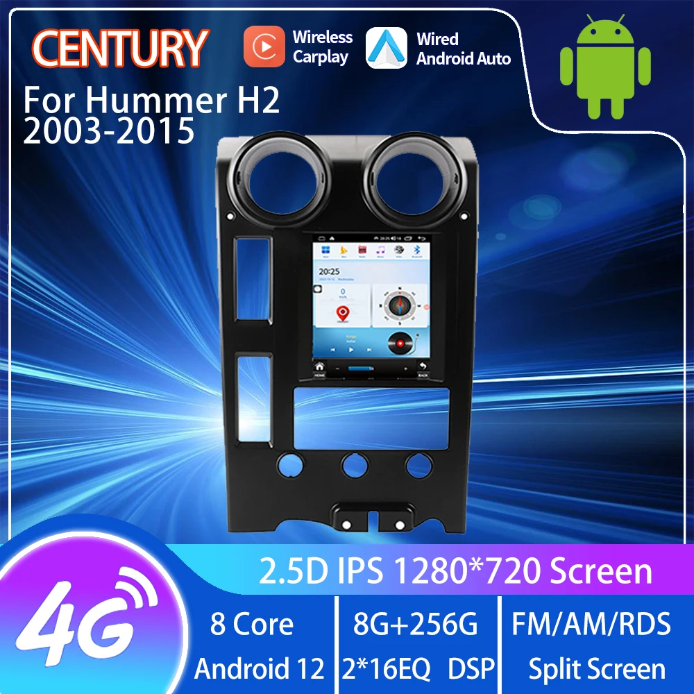 

Century For Hummer H2 2003-2015 Smart Multimedia Video Player GPS Radio 4G Navigation CarPlay 8+128G Android 12 Tesla Style