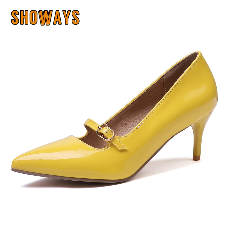 Plus Size Sweet Women Pumps Yellow Black Red Patent Leather High Thin Heel Pointed Toe Party Casual Dress Office Lady Mary Janes
Plus Size Sweet Women Pumps Yellow Black Red Patent Leather High Thin Heel Pointed Toe Party Casual Dress Office Lady Mary Janes