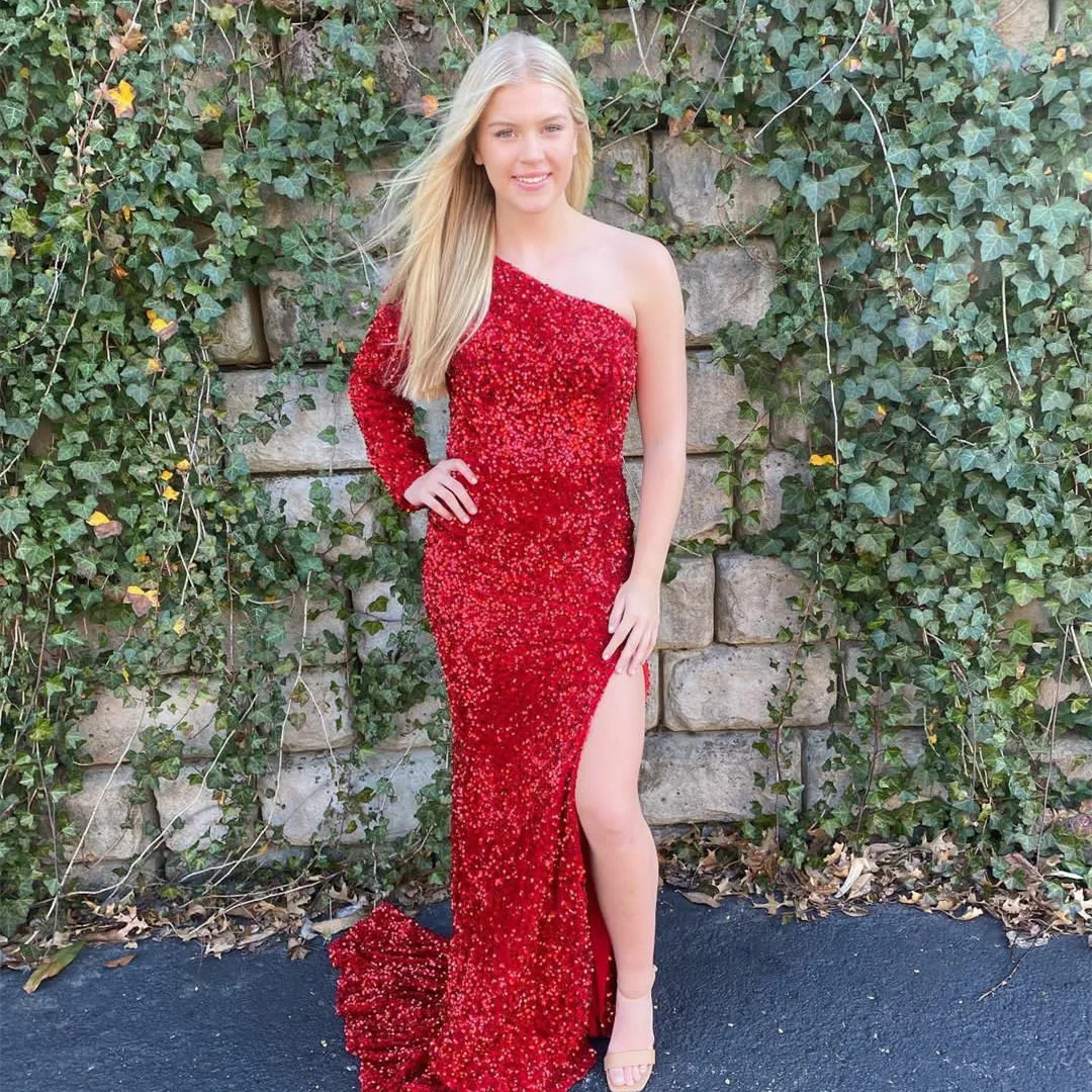 Elegant Mermaid Sequined Red Evening Dresses Long فساتين السهرة Sweep Train Zipper Prom Dress Robe De Soiree Party Gowns
Elegant Mermaid Sequined Red Evening Dresses Long فساتين السهرة Sweep Train Zipper Prom Dress Robe De Soiree Party Gowns