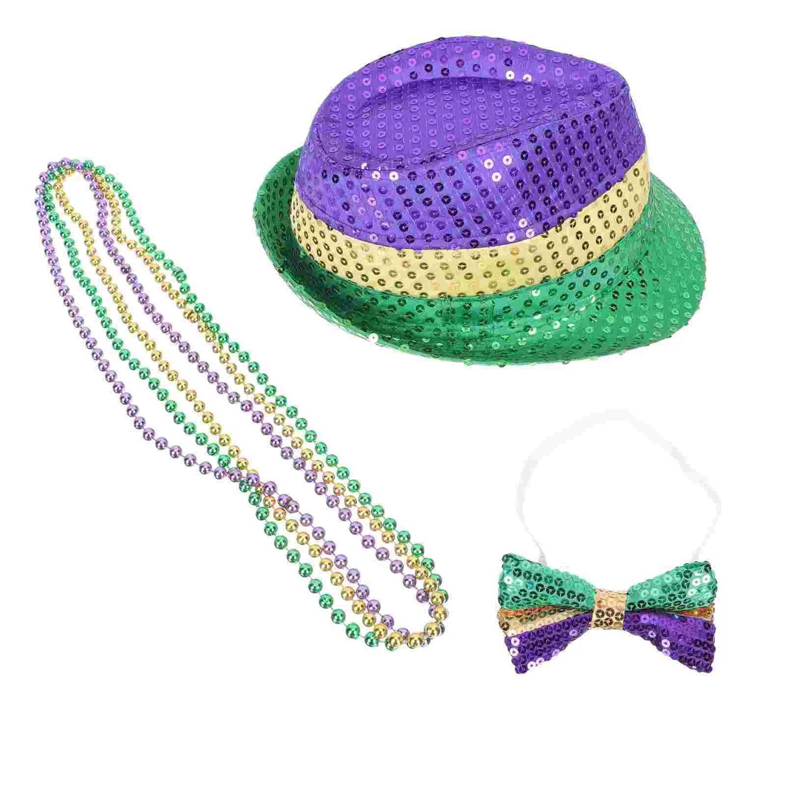 1 Set of Mardi Gras Day Bow Tie Necktie Hat Set Mardi Gras Day Party Dressing Kit
1 Set of Mardi Gras Day Bow Tie Necktie Hat Set Mardi Gras Day Party Dressing Kit