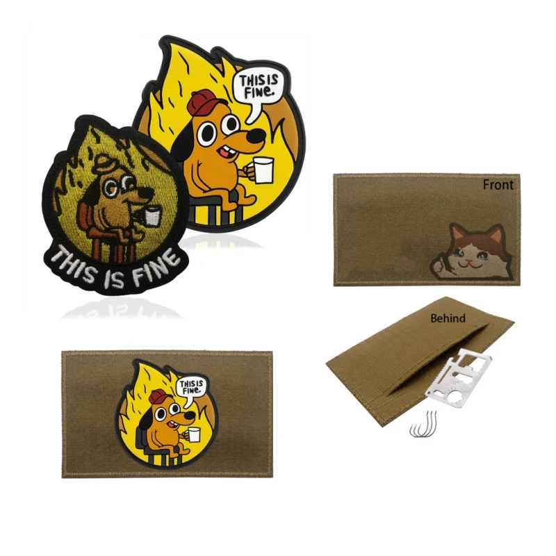 Anime Cartoon Dog Morale Badge This Is Fine Embroidered Hook&loop Patches Storage Bag Invisible Wallet Bag Backpack Accessories
Anime Cartoon Dog Morale Badge This Is Fine Embroidered Hook&loop Patches Storage Bag Invisible Wallet Bag Backpack Accessories