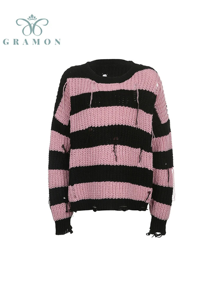 Korean Fashion Streetwear Striped Hollow Out Knit Sweater Women 2022 Autumn Loose Casual Pullover Hole Long Sleeve Top Female
Korean Fashion Streetwear Striped Hollow Out Knit Sweater Women 2022 Autumn Loose Casual Pullover Hole Long Sleeve Top Female
