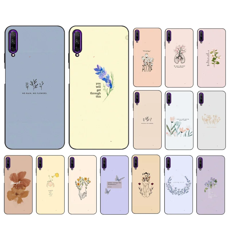 

Art Aesthetic Flower Word Quotes Phone Case For Huawei P50 Pro P30 P40 Lite P40Pro P20 lite P10 Plus Mate 20 Pro Mate20 X
