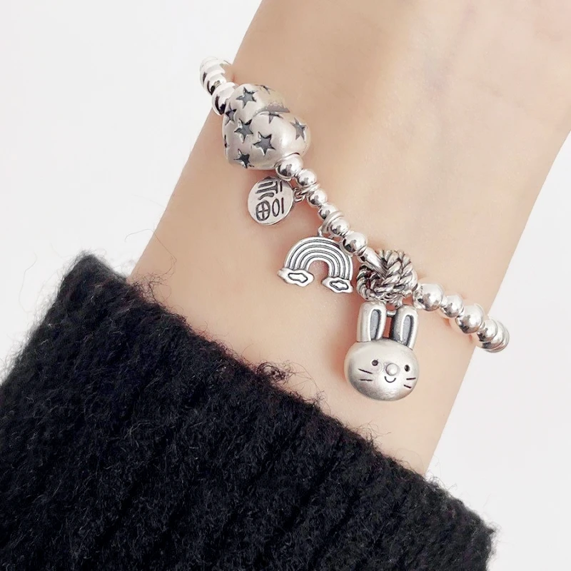 WEDHOC 925 Sterling Silver Vintage Cute Rabbit Star Heart Cloud Bamboo Resizable Bracelet For Women Luxury Jewelry Party Gift 
WEDHOC 925 Sterling Silver Vintage Cute Rabbit Star Heart Cloud Bamboo Resizable Bracelet For Women Luxury Jewelry Party Gift