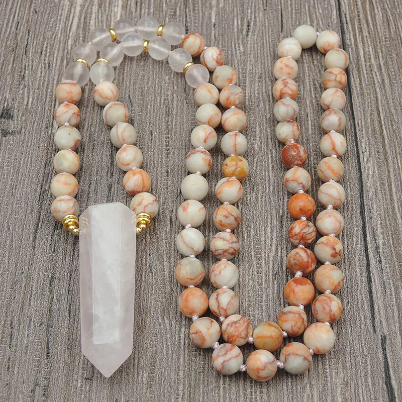 Natural Rose Quartz Crystal Point Pendant Necklaces 8mm Red Web Stone Round Beads Knot Handmade 30inch 40inch
Natural Rose Quartz Crystal Point Pendant Necklaces 8mm Red Web Stone Round Beads Knot Handmade 30inch 40inch
