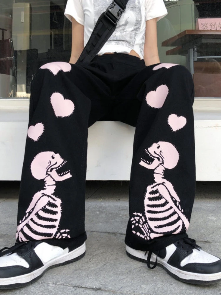 Skull Heart Print Pant Spring Autumn Casual Loose High Waist Y2k Clothes Punk Gothic Harajuku Drawstring Preppy Style Pantalones
Skull Heart Print Pant Spring Autumn Casual Loose High Waist Y2k Clothes Punk Gothic Harajuku Drawstring Preppy Style Pantalones
