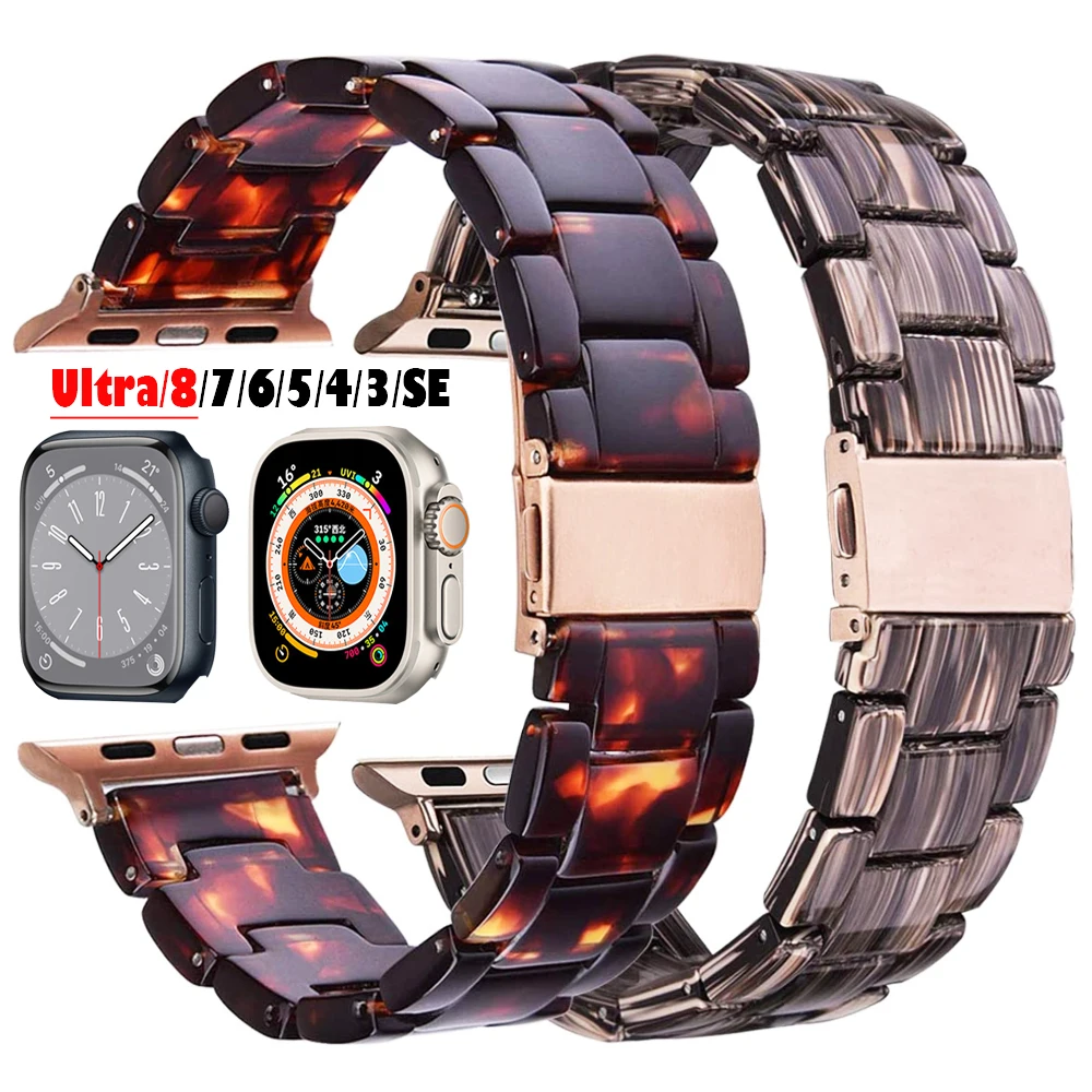 

Resin Band for apple watch ultra 49mm series 8 7 41mm 45mm 44mm 40mm 42mm/38mm wristbands Loop bracelet iwatch 6 se 5 4 3 Strap