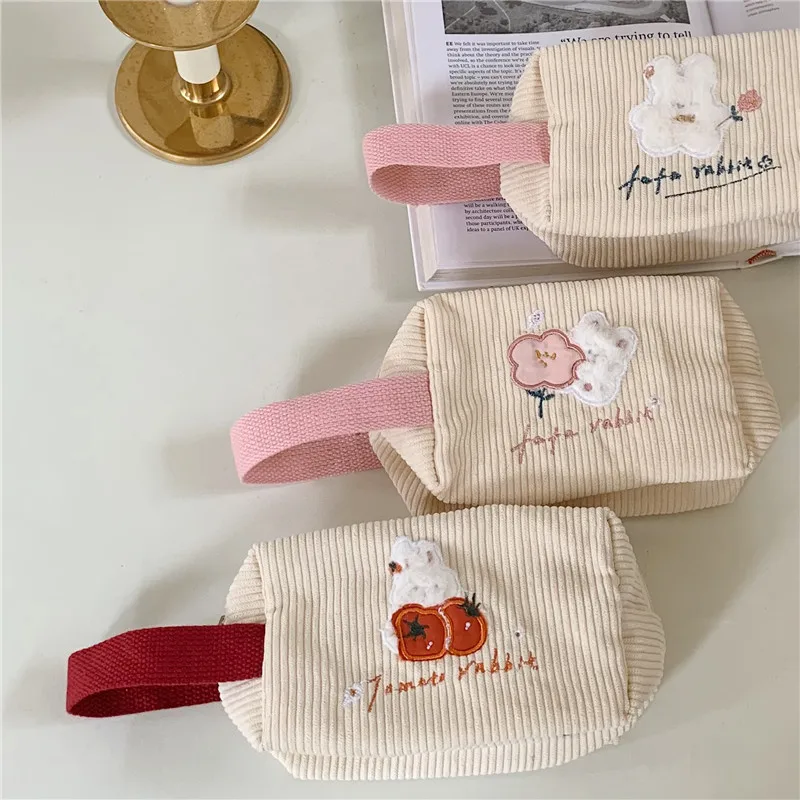 Cute Embroidery Flower Rabbit Makeup Bag Corduroy Storage Bag Corduroy Travel Wash Bag Student Pencil Bag Women Cosmetic Bag
Cute Embroidery Flower Rabbit Makeup Bag Corduroy Storage Bag Corduroy Travel Wash Bag Student Pencil Bag Women Cosmetic Bag
