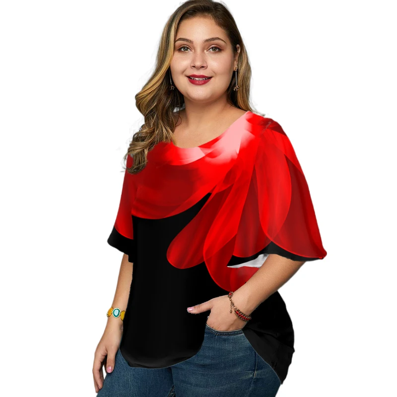 Plus Size Floral Print Round Neck Tunic Tops For Women Elegant Flared Short Sleeve Contrast Color Loose Casual Tee Shirts Office
Plus Size Floral Print Round Neck Tunic Tops For Women Elegant Flared Short Sleeve Contrast Color Loose Casual Tee Shirts Office