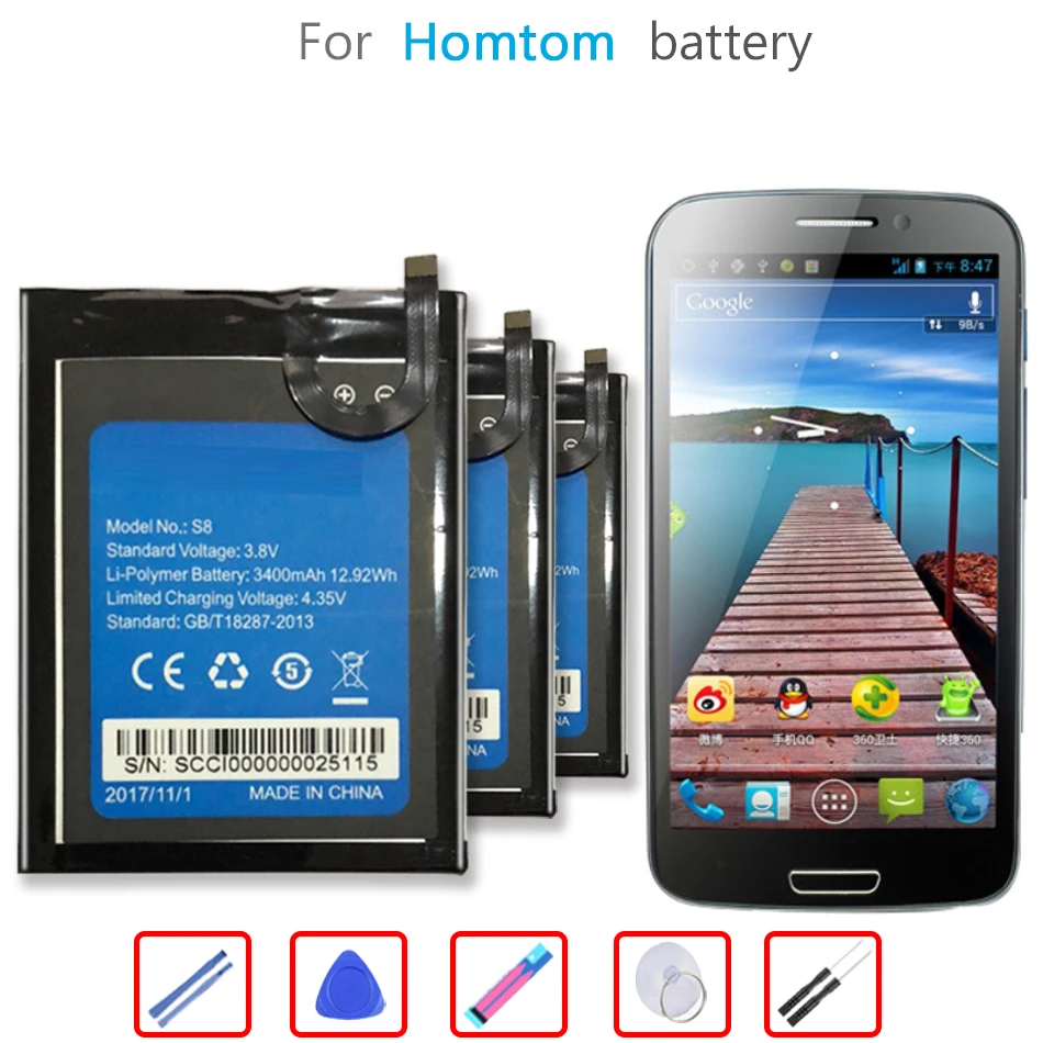 For HOMTOM S 8 Battery 3400mAh For HOMTOM S8 5.7 inch Mobile Phone Batteria + free tools
For HOMTOM S 8 Battery 3400mAh For HOMTOM S8 5.7 inch Mobile Phone Batteria + free tools