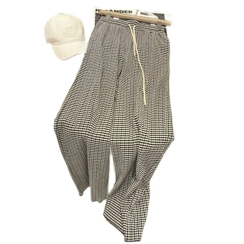 Black and white plaid pleated casual pants women high waist loose Plaid straight tube floor dragging wide leg pants P3 514
Black and white plaid pleated casual pants women high waist loose Plaid straight tube floor dragging wide leg pants P3 514