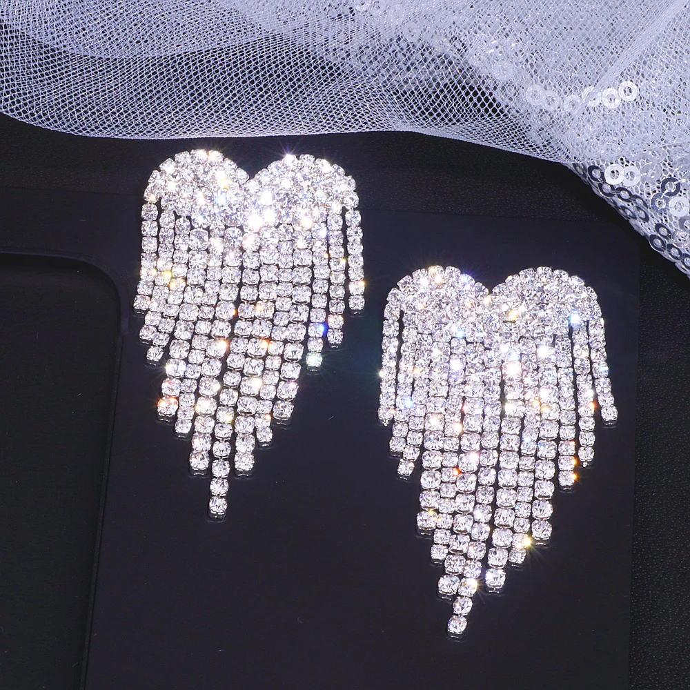 Luxury Rhinestone Tassel Earrings For Women Elegant Big Crystal Heart Drop Dangle Earrings Wedding Earring Jewelry Accessories
Luxury Rhinestone Tassel Earrings For Women Elegant Big Crystal Heart Drop Dangle Earrings Wedding Earring Jewelry Accessories