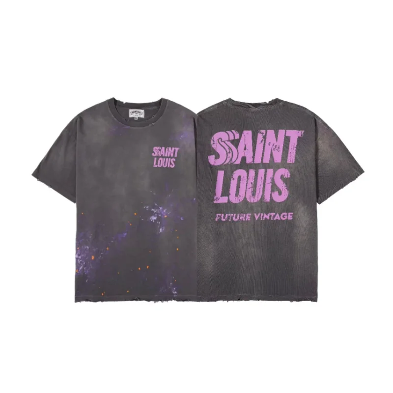 SAINT LOUIS high street hand-made old ink splash do dirty destruction loose short-sleeved T-shirt for men and women
SAINT LOUIS high street hand-made old ink splash do dirty destruction loose short-sleeved T-shirt for men and women