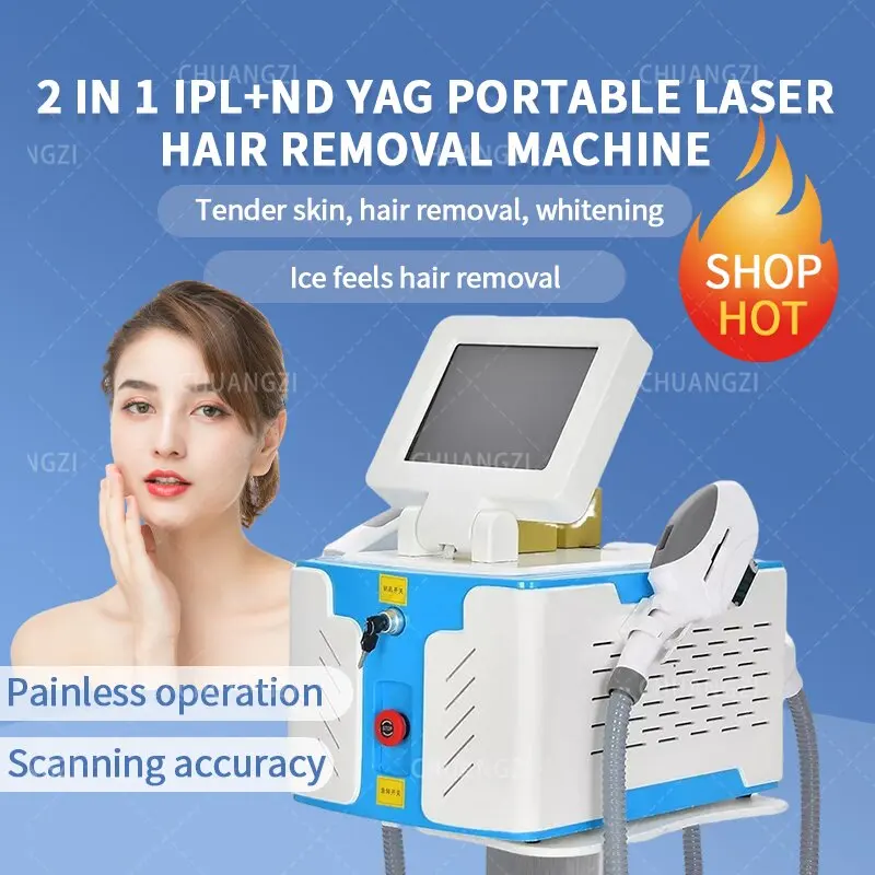Portable 2 in 1 Radio Frequency+ ND-YAG Tattoo and E-LIGHT/OPT /IPL Carbon Peeling Hair Removal Machine
Portable 2 in 1 Radio Frequency+ ND-YAG Tattoo and E-LIGHT/OPT /IPL Carbon Peeling Hair Removal Machine