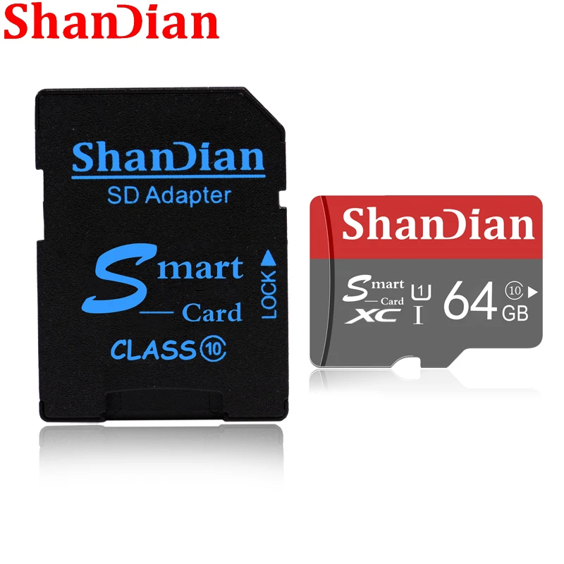 SHANDIAN Original Smart High Quality 64GB Class 10 Memory Card Smart SD 32GB TF Card Smart SDHC/SDXC for Smartphone/Tablet PC
SHANDIAN Original Smart High Quality 64GB Class 10 Memory Card Smart SD 32GB TF Card Smart SDHC/SDXC for Smartphone/Tablet PC