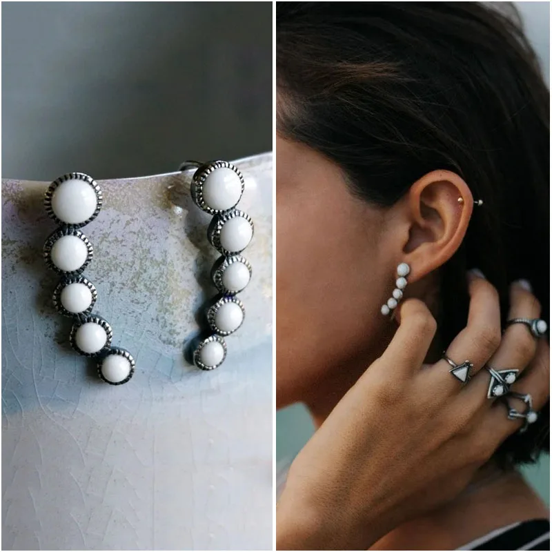Female Ethnic White Stone Stud Earring BOHO Jewelry Round Beaded Statement Earrings Ear Accessories
Female Ethnic White Stone Stud Earring BOHO Jewelry Round Beaded Statement Earrings Ear Accessories
