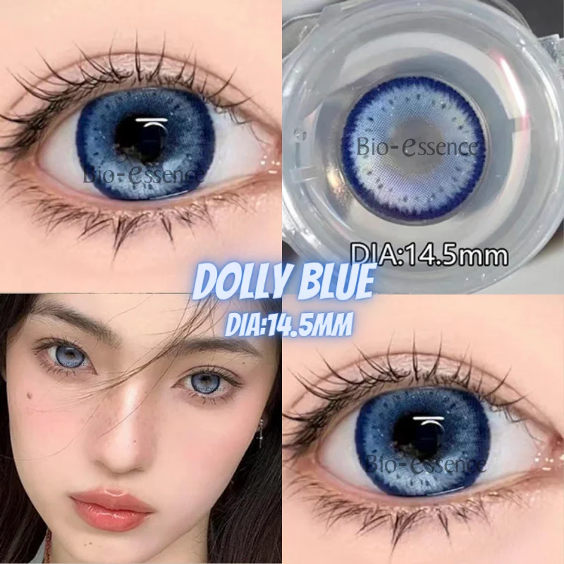 

Bio-essence 2Pcs Colored Contacts Lenses with Myopia Yearly Blue Brown Lens Korean Big Eyes Colored Cosmetics Lens Fast Delivery