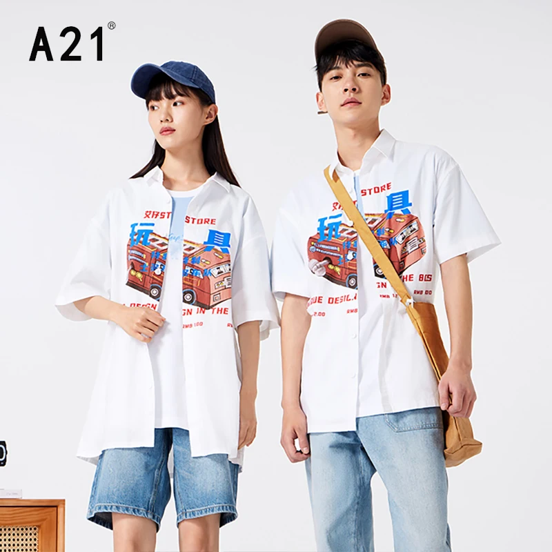 A21 Summer Men's White Turn-down Collar Short Sleeves Shirt 2022 New Fashion Couple Casual Pattern Printing 100% Cotton Shirts
A21 Summer Men's White Turn-down Collar Short Sleeves Shirt 2022 New Fashion Couple Casual Pattern Printing 100% Cotton Shirts