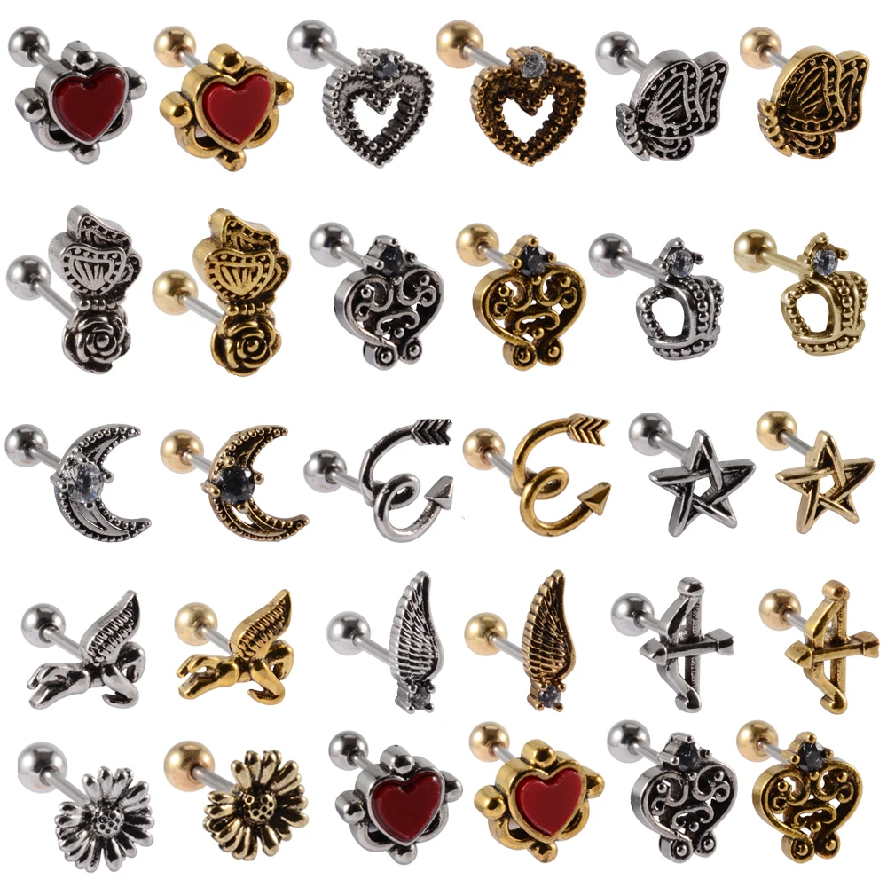 1PC Stainless Steel Cartilage Earrings Vintage Punk Antique Silver Plated Ear Lobe Helix Screw Back Stud Piercing Jewelry 20G
1PC Stainless Steel Cartilage Earrings Vintage Punk Antique Silver Plated Ear Lobe Helix Screw Back Stud Piercing Jewelry 20G