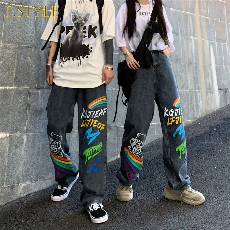 Boyfriend Jeans Women Men Loose Cartoon Graffiti Printing Straight Wide-leg Pants Korean Fashion Streetwear Draped Denim Trouse
Boyfriend Jeans Women Men Loose Cartoon Graffiti Printing Straight Wide-leg Pants Korean Fashion Streetwear Draped Denim Trouse