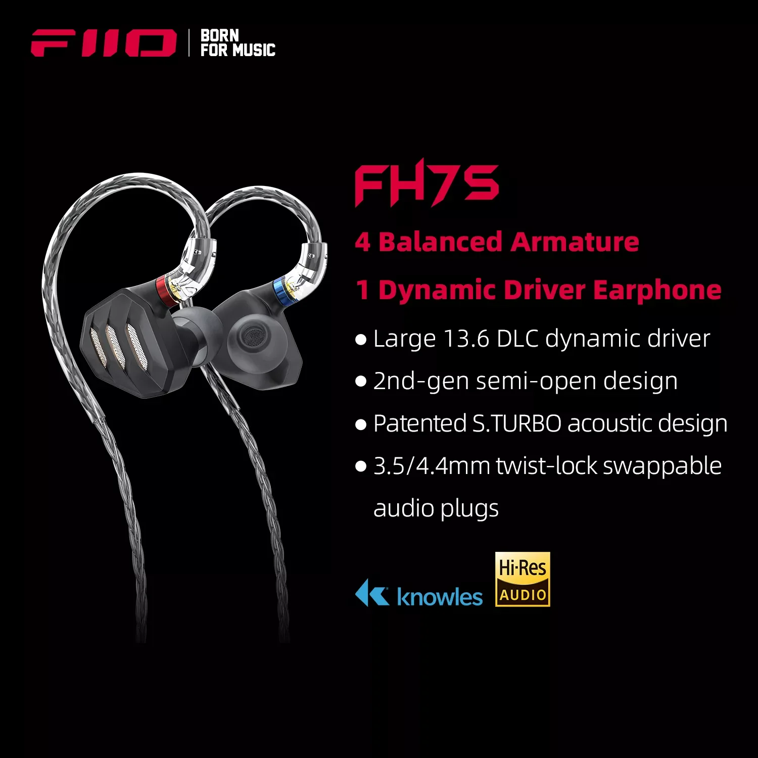 Наушники-вкладыши FiiO FH7S, высокопроизводительные гибридные наушники-вкладыши IEM 1DD + 4BA с разъемом 3,5/4,4 мм
Наушники-вкладыши FiiO FH7S, высокопроизводительные гибридные наушники-вкладыши IEM 1DD + 4BA с разъемом 3,5/4,4 мм
