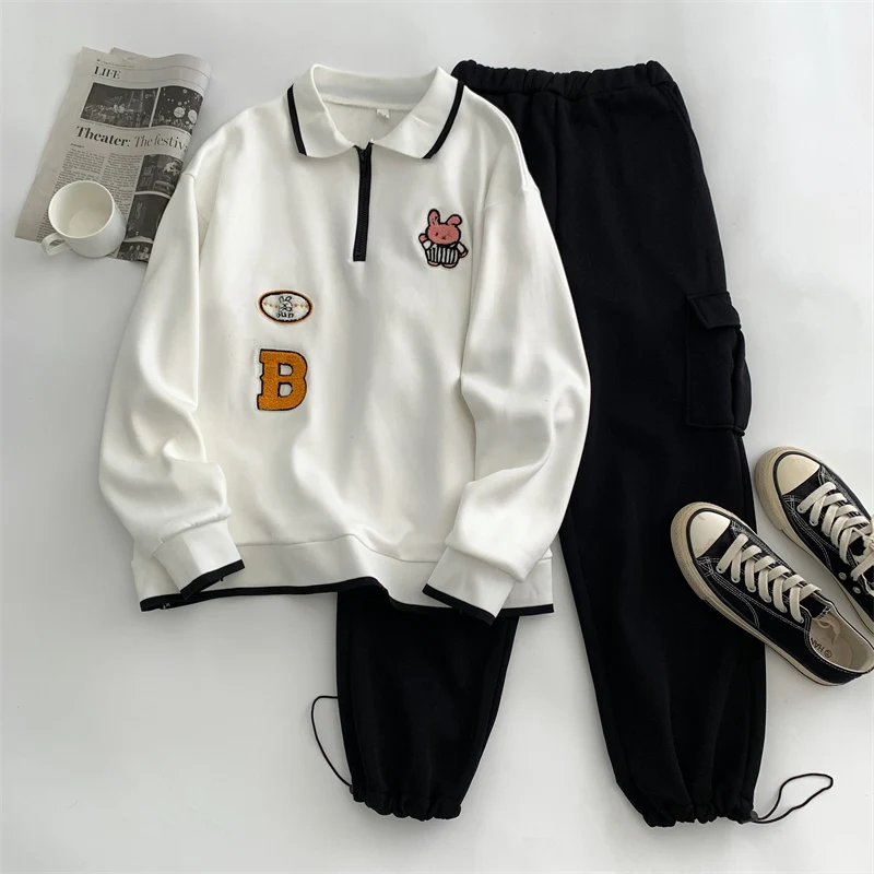 Winter Fleece Thick Hoodies Two Piece Sets Womens Outifits 2022 Preppy Style Harajuku Tracksuit Female Sweatshirt Trousers Suit
Winter Fleece Thick Hoodies Two Piece Sets Womens Outifits 2022 Preppy Style Harajuku Tracksuit Female Sweatshirt Trousers Suit
