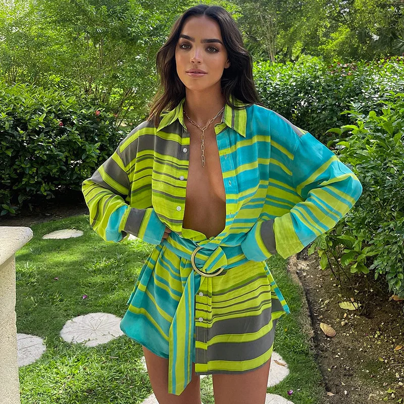 Holiday Striped Button Shirt Dress with Belt Beach Sexy Blouses or Tops Long Sleeves Belt Bottom Dress for Woman Summer Sweater
Holiday Striped Button Shirt Dress with Belt Beach Sexy Blouses or Tops Long Sleeves Belt Bottom Dress for Woman Summer Sweater