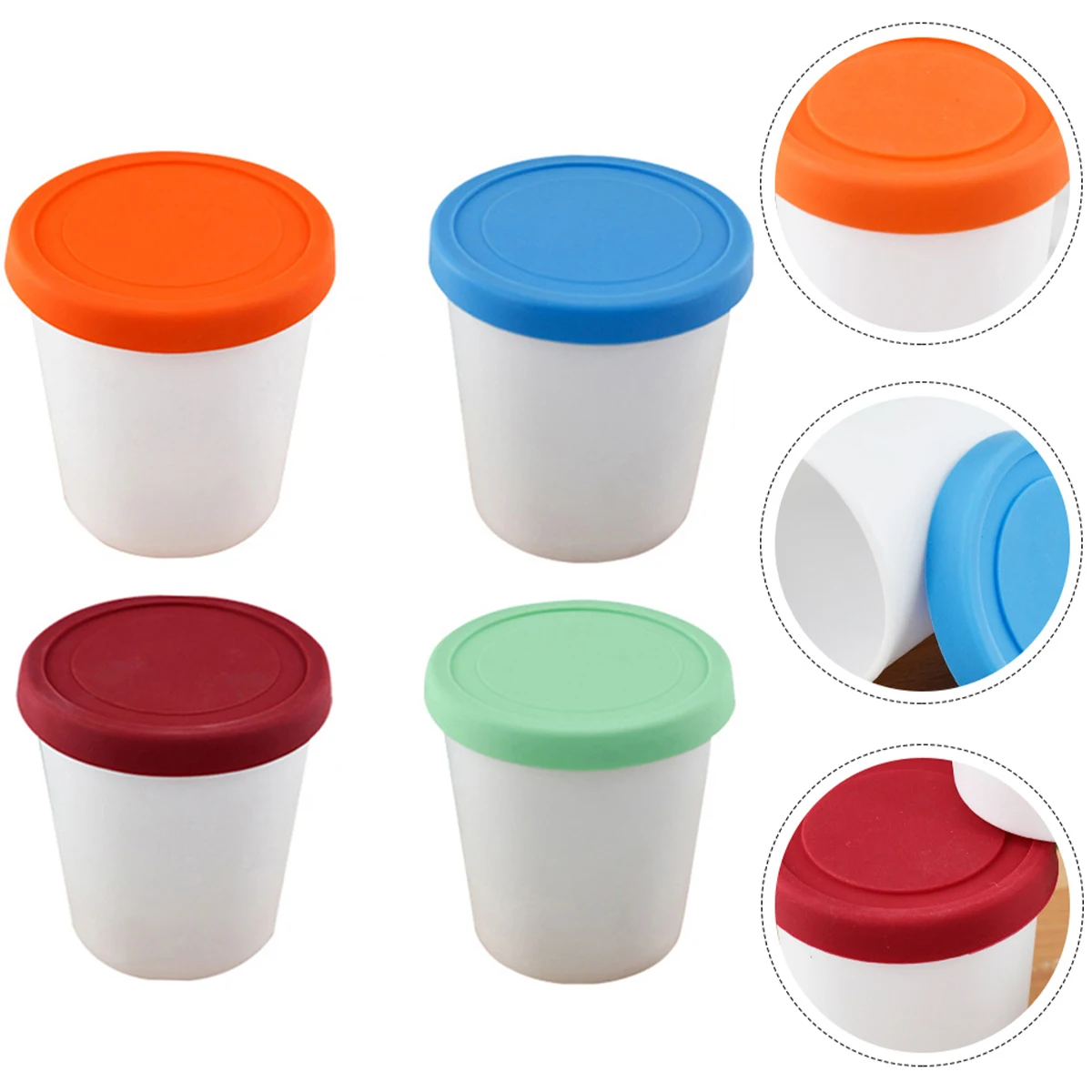New 4Pcs Ice Cream Container with Silicone Lid 180ml Plastic Ice Cream Storage Cup Ice Cream Freezer Storage Tub Portable Yogurt
New 4Pcs Ice Cream Container with Silicone Lid 180ml Plastic Ice Cream Storage Cup Ice Cream Freezer Storage Tub Portable Yogurt