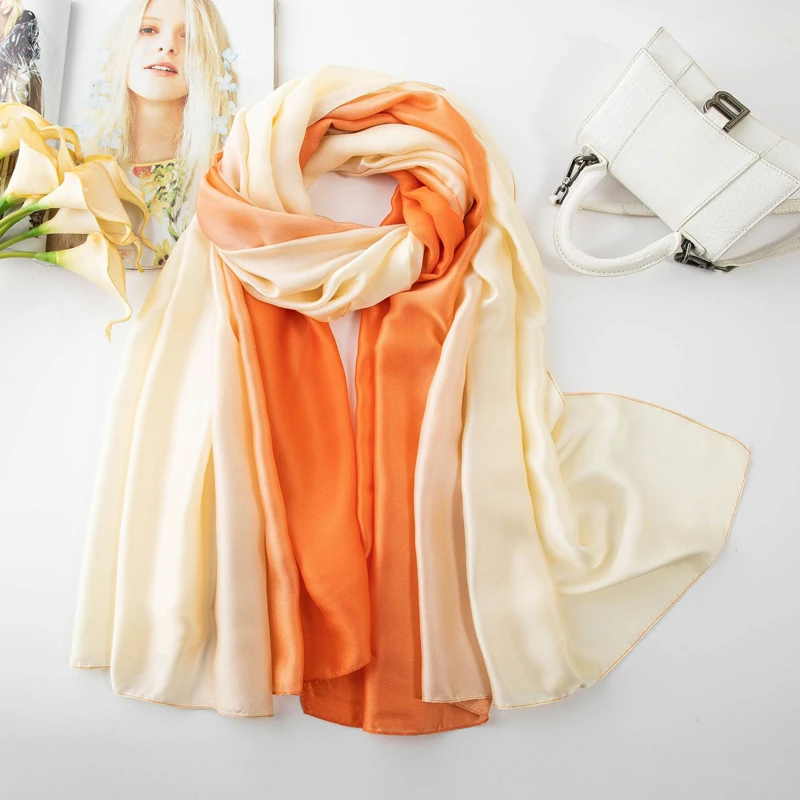 Women 190*110CM Gradient Silk Scarf For Ladies Korean Style Fashion Elegant Long Shawls and Wraps Scarves
Women 190*110CM Gradient Silk Scarf For Ladies Korean Style Fashion Elegant Long Shawls and Wraps Scarves