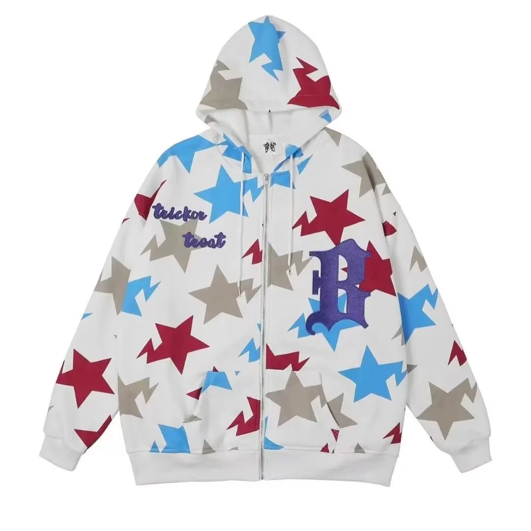 Dark hiphop new Tide Brand High Street Star Print Cardigan sweatshirt man Retro Hoodie Sweater Autumn oversized jacket women ins 
Dark hiphop new Tide Brand High Street Star Print Cardigan sweatshirt man Retro Hoodie Sweater Autumn oversized jacket women ins