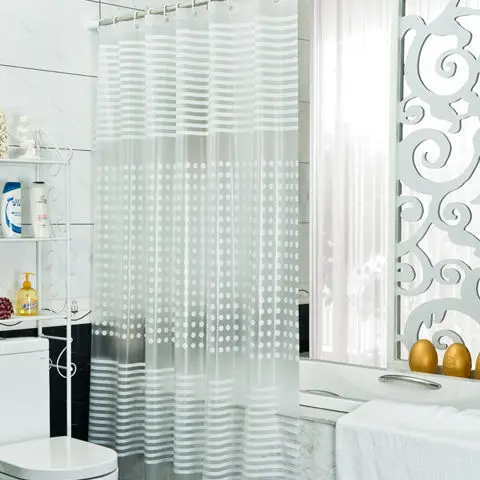 Shower Curtains 180cm White Transparent Stripe Dot Bathroom Curtain PVC Fabric Water Resistant with Hooks Modern Style 71 Inches
Shower Curtains 180cm White Transparent Stripe Dot Bathroom Curtain PVC Fabric Water Resistant with Hooks Modern Style 71 Inches