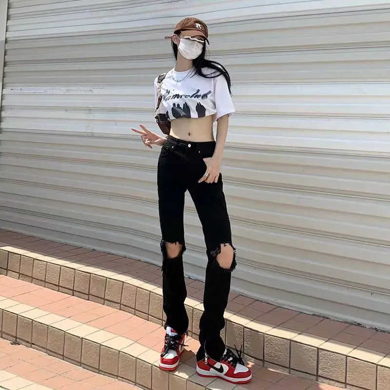 New Vintage Baggy Ripped Jeans Women Fashion Streetwear Loose Wide Leg High Waist Straight Pants Y2k Washed Black Denim Trousers
New Vintage Baggy Ripped Jeans Women Fashion Streetwear Loose Wide Leg High Waist Straight Pants Y2k Washed Black Denim Trousers