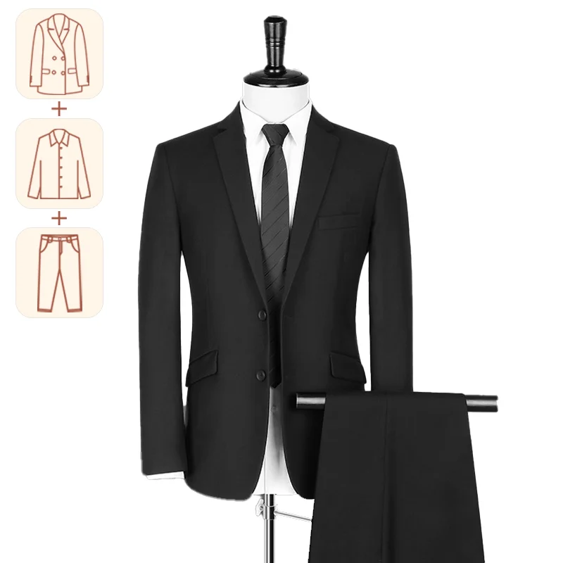 

(Куртка и брюки) мужской костюм из трех предметов роскошный аутентичный костюм черный деловой повседневный костюм для жениха свадебный кос...