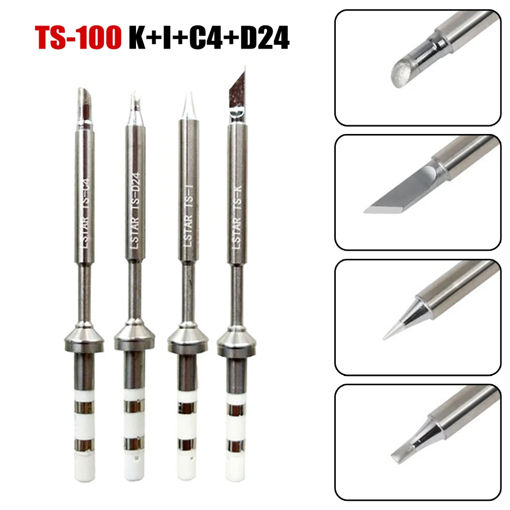 TS100 Soldering Iron Tip Replacement Accessories Electric Solding Iron Tips TS-I K C4 D24 For Solder Different Components Of PCB
TS100 Soldering Iron Tip Replacement Accessories Electric Solding Iron Tips TS-I K C4 D24 For Solder Different Components Of PCB