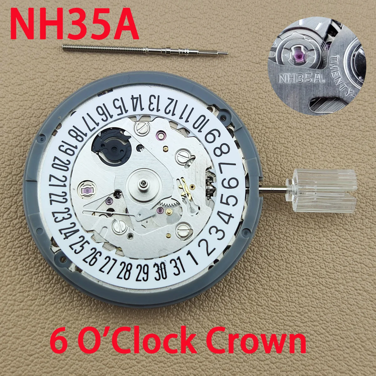 

Japan Original NH35/NH35A Mechanical nh35 Movement 9 o clock crown white Date Automatic Watch Movt Replace Kit High Accuracy