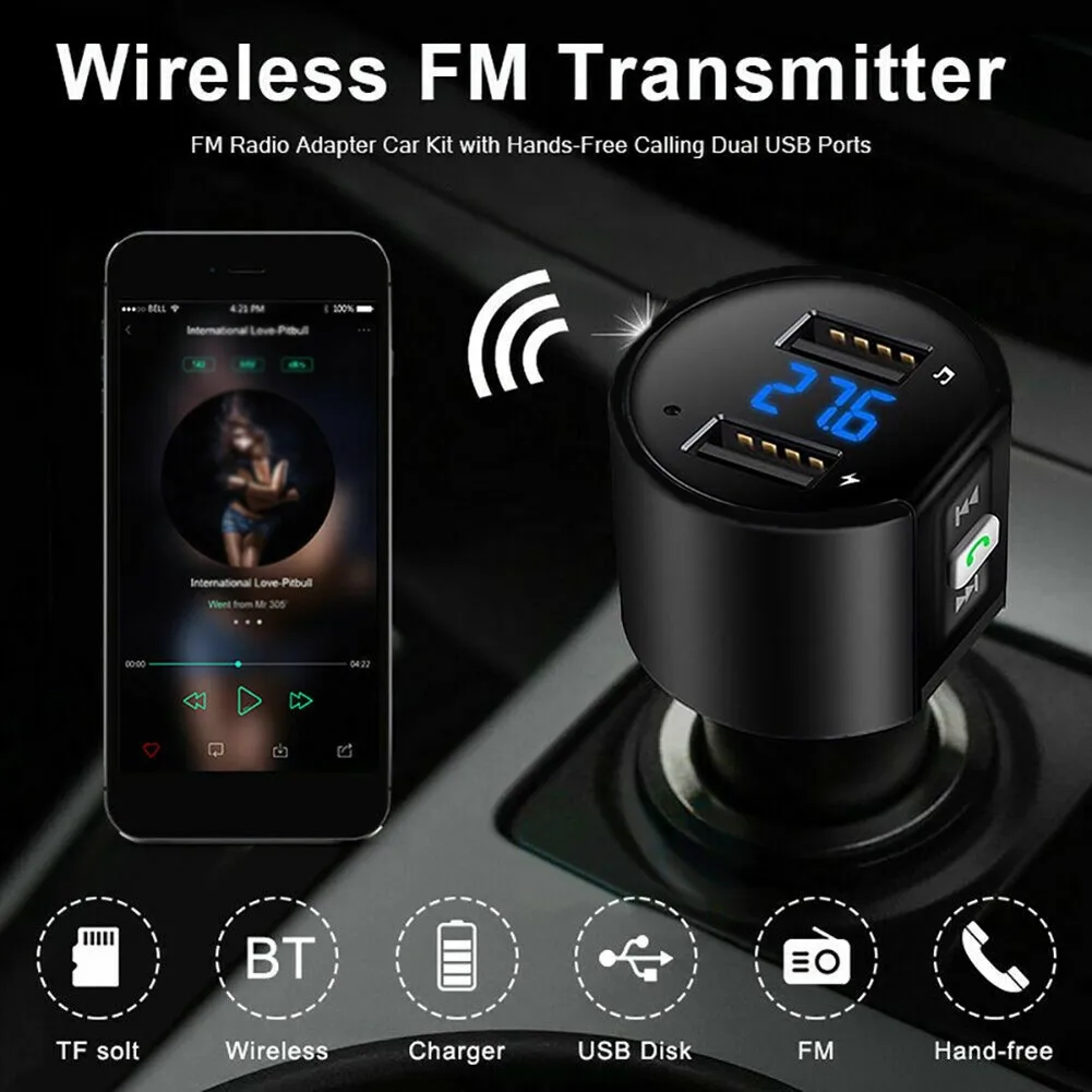 Автомобильный FM-трансмиттер, беспроводной Bluetooth-радиоадаптер, музыкальный mp3-плеер, комплект громкой связи с 2 USB-портами, зарядное устройство, автомобильные электронные аксессуары
Автомобильный FM-трансмиттер, беспроводной Bluetooth-радиоадаптер, музыкальный mp3-плеер, комплект громкой связи с 2 USB-портами, зарядное устройство, автомобильные электронные аксессуары