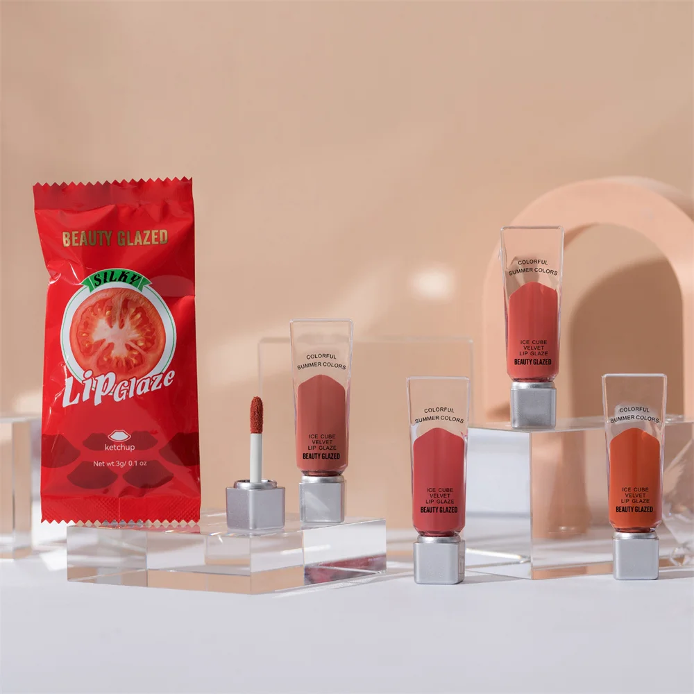 

Tomato Style Lip Gloss Cute Lip Glaze Lasting Non-stick Cup Waterproof Long-lasting Fog Matte Lip Mud Moisturizing Lip Makeup