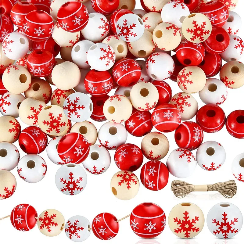 150Pcs Wooden Bead Christmas Snowflake Wood Round Bead With Rope Polished Spacer Bead Wood Ball For Christmas Tree DIY
150Pcs Wooden Bead Christmas Snowflake Wood Round Bead With Rope Polished Spacer Bead Wood Ball For Christmas Tree DIY