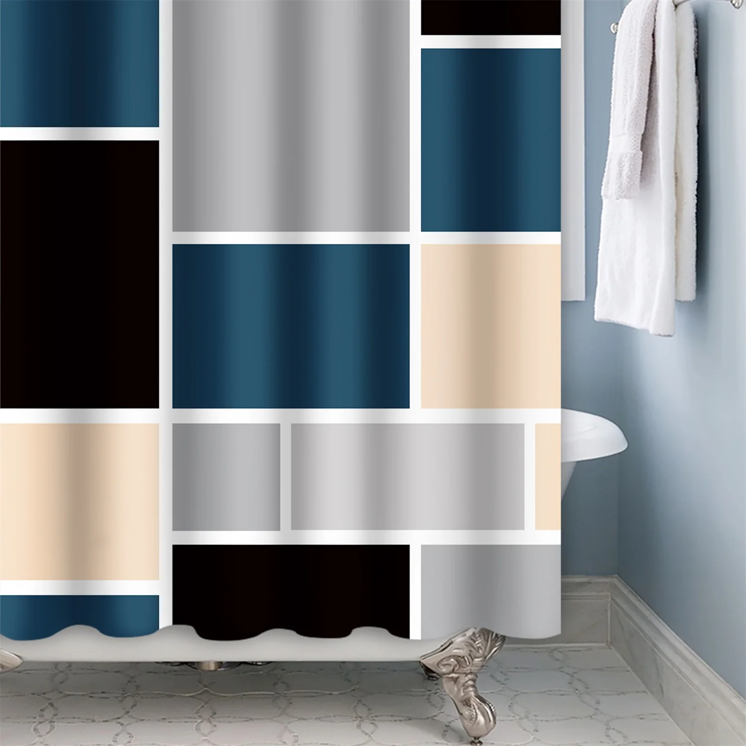 

Plaid Shower Curtain Irregular White Black Stripes Gingham Checkered Tartan Buffalo Check Bathroom Shower Curtain Home Decorativ