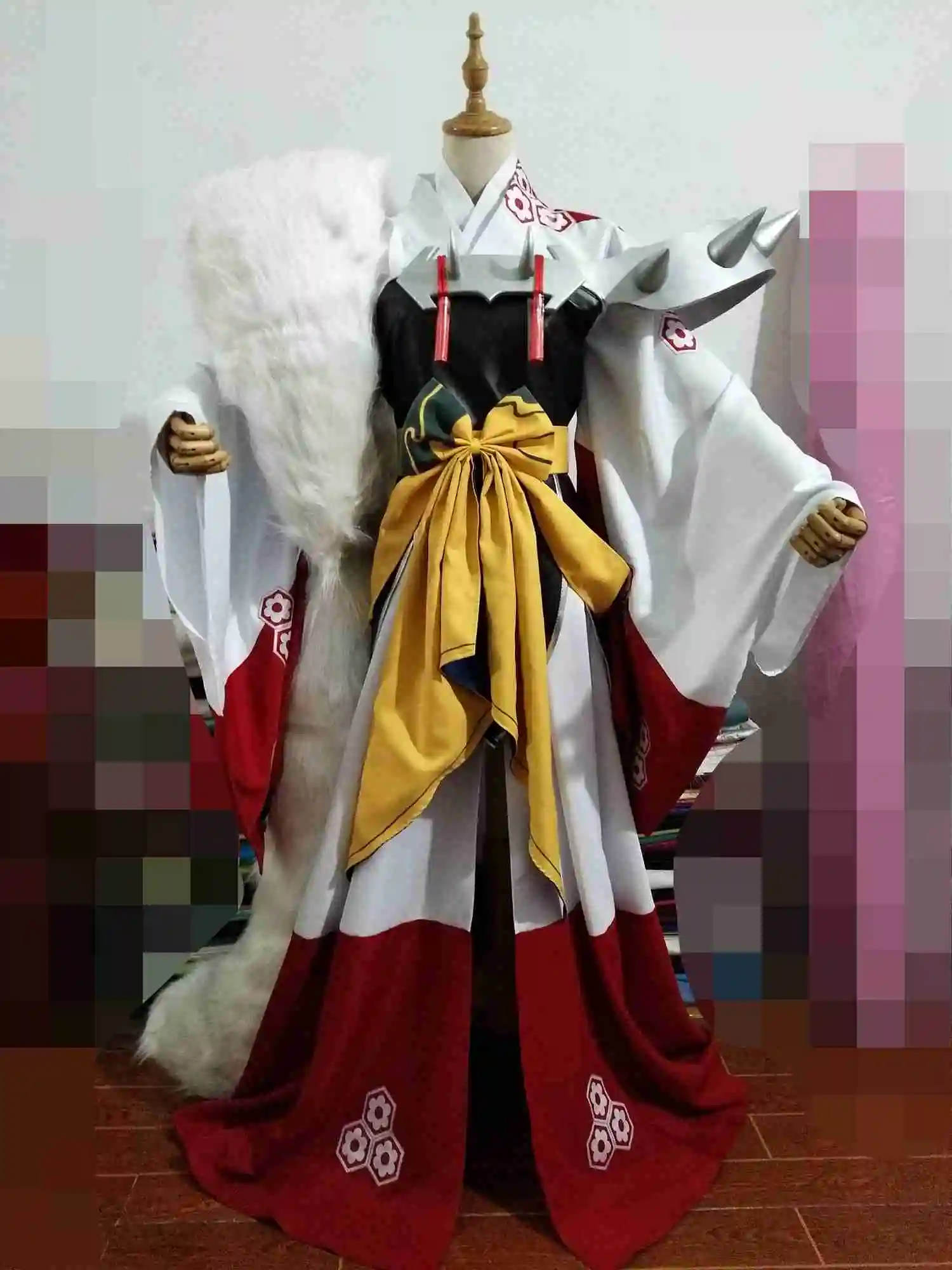 

New Anime Inuyasha Sesshoumaru Cosplay Costume Carnival Halloween Arthur Curry Fancy Kimono Big Tail Custom Made