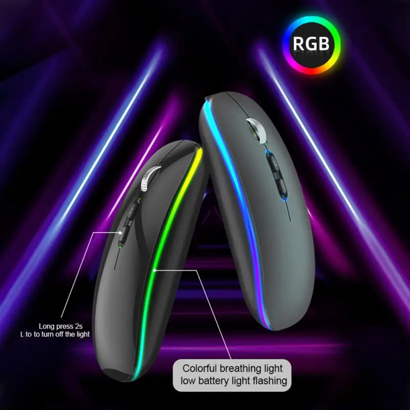 

Computer Mouse Portable Mute Key Design Wireless Mouse 1600 Dpi 5 Key Three-stage Dpi Adjustment Luminous Mouse Game Mice